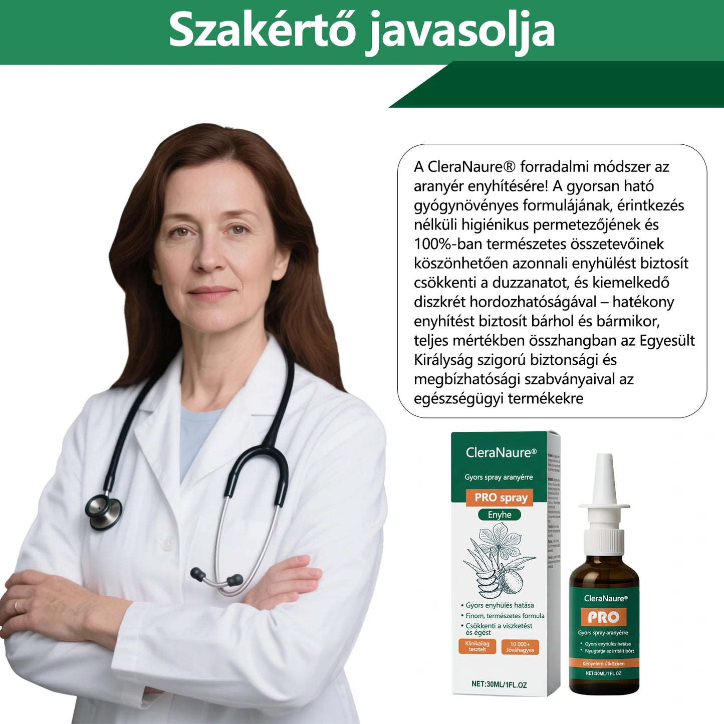 🎁 Időszakos ajánlat | CleraNaure® Gyors Aranyér PRO Spray