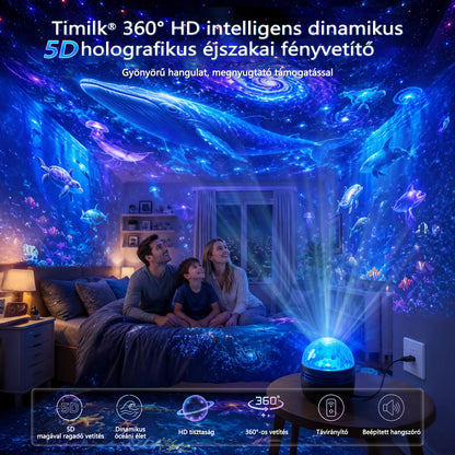 🦖🎁 Timilk® 360°-os intelligens holografikus csillagoség-projektor | HD dinamikus 5D fényhatással🦖
