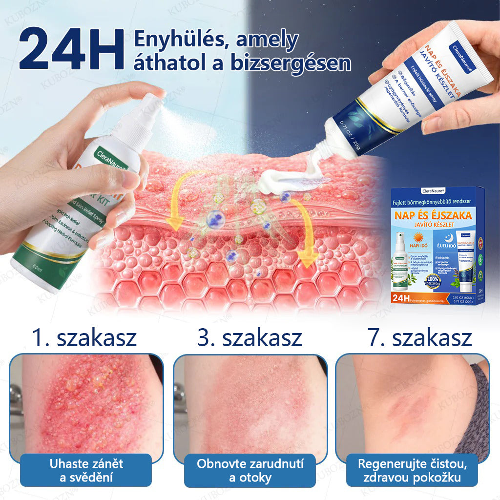 🎖️🎖️CleraNaure® Pikkelysömör Nappali és Éjszakai Helyreállító Rendszer – 100% szteroidmentes kettős készítmény a plakkok, pikkelyesedés és viszketés enyhítésére