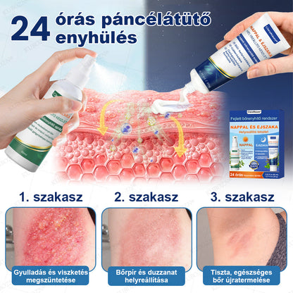 CleraNaure® Ekcéma Nappali és Éjszakai Helyreállító Rendszer – 100%-ban szteroidmentes kettős az intenzív viszketés, bőrpír és sérült bőr enyhítésére (akciós ajánlat)