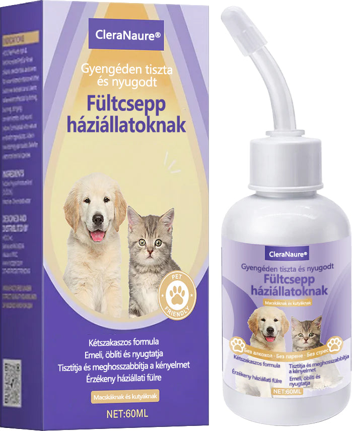 🐾🐱CleraNaure® Gyengéd cseppek a háziállatok füleinek tisztítására és megnyugtatására