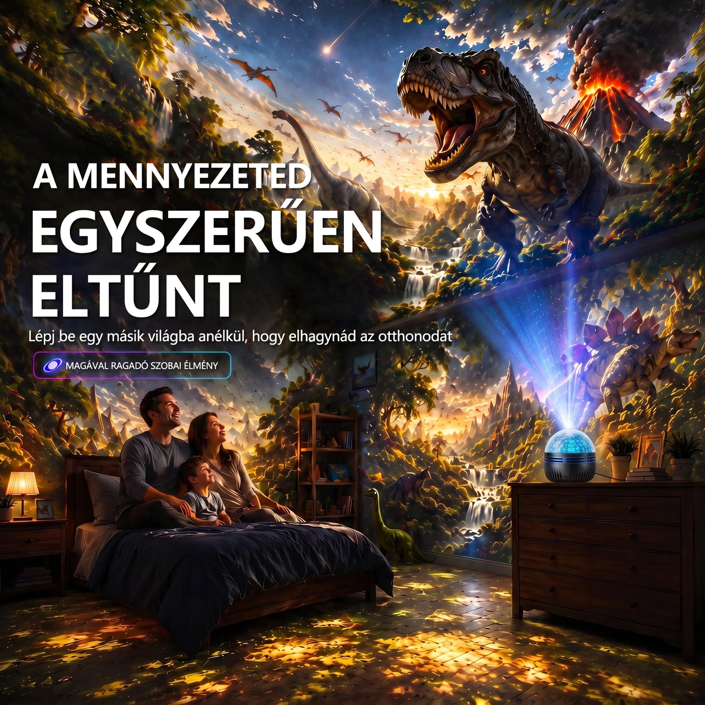🦖🎁 Timilk® 360°-os intelligens holografikus csillagoség-projektor | HD dinamikus 5D fényhatással