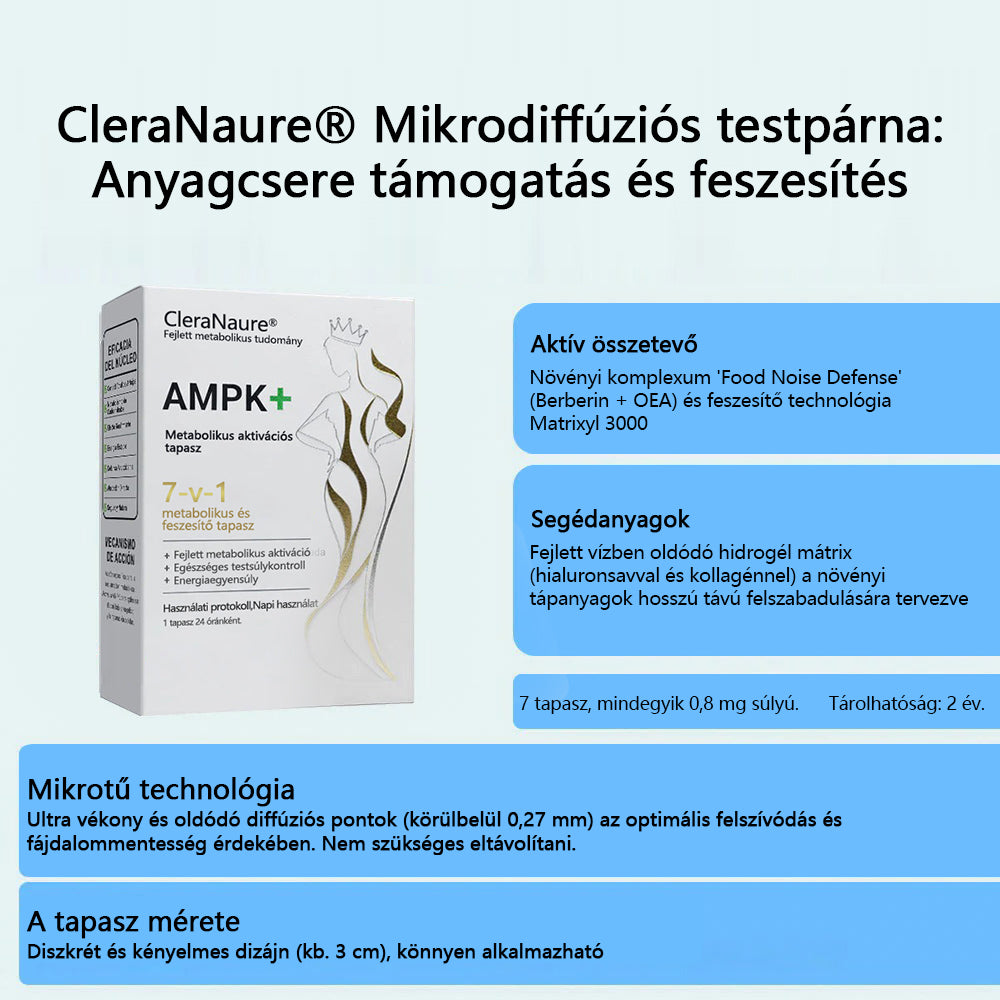 ⭐⭐⭐CleraNaure® 7-v-1 metabolikus és feszesítő tapasz (mikrodifúziós technológia, 24 órás hatás) a testsúly, étvágy, energia és cukoranyagcsere szabályozására 💡