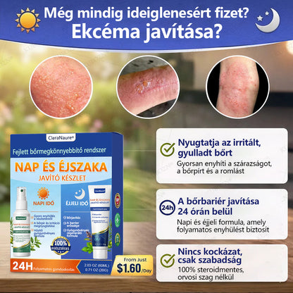 🎖️🎖️CleraNaure® Pikkelysömör Nappali és Éjszakai Helyreállító Rendszer – 100% szteroidmentes kettős készítmény a plakkok, pikkelyesedés és viszketés enyhítésére