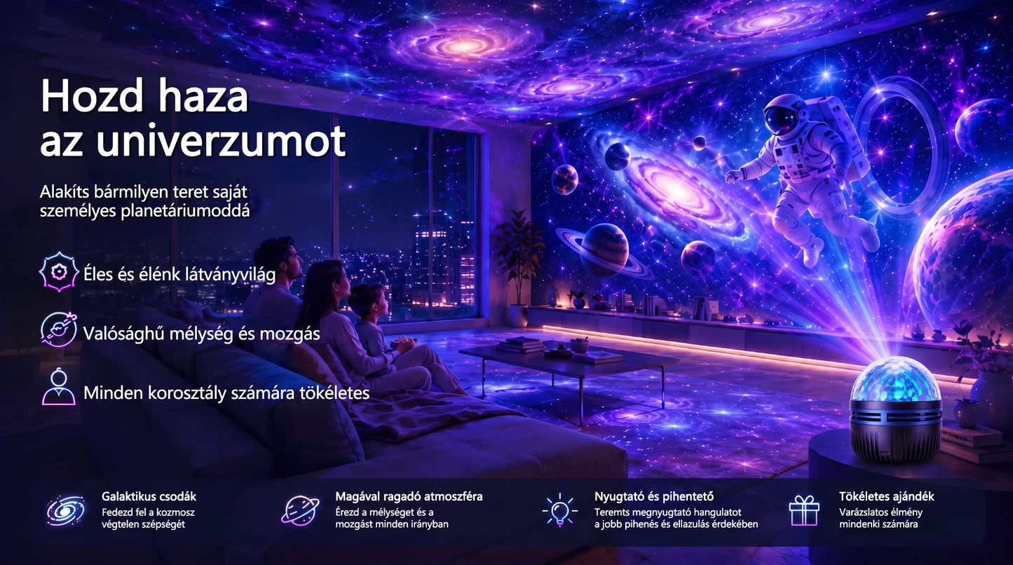🦖🎁 Timilk® 360°-os intelligens holografikus csillagoség-projektor | HD dinamikus 5D fényhatással🦖