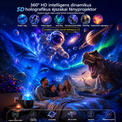 🦖🎁 Timilk® 360°-os intelligens holografikus csillagoség-projektor | HD dinamikus 5D fényhatással