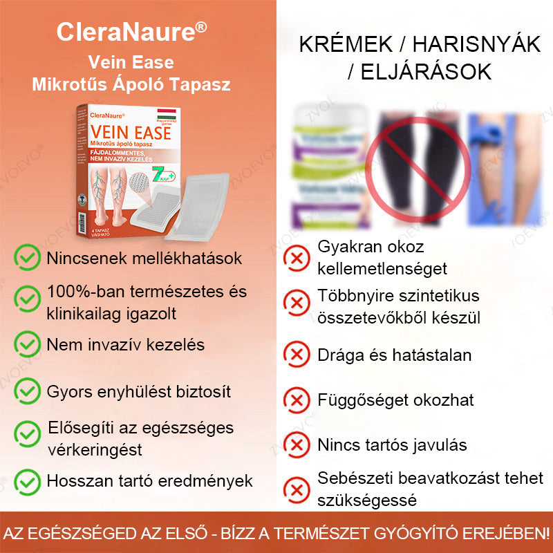 CleraNaure® Vein Ease Mikrotűs Kezelő Pecsét (Pókháló Vénák, Visszér, Duzzanat és Lábfáradtság Ellen)