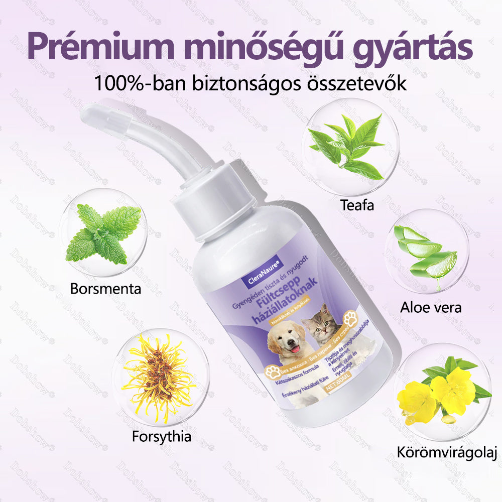 🐾🐱CleraNaure® Gyengéd cseppek a háziállatok füleinek tisztítására és megnyugtatására