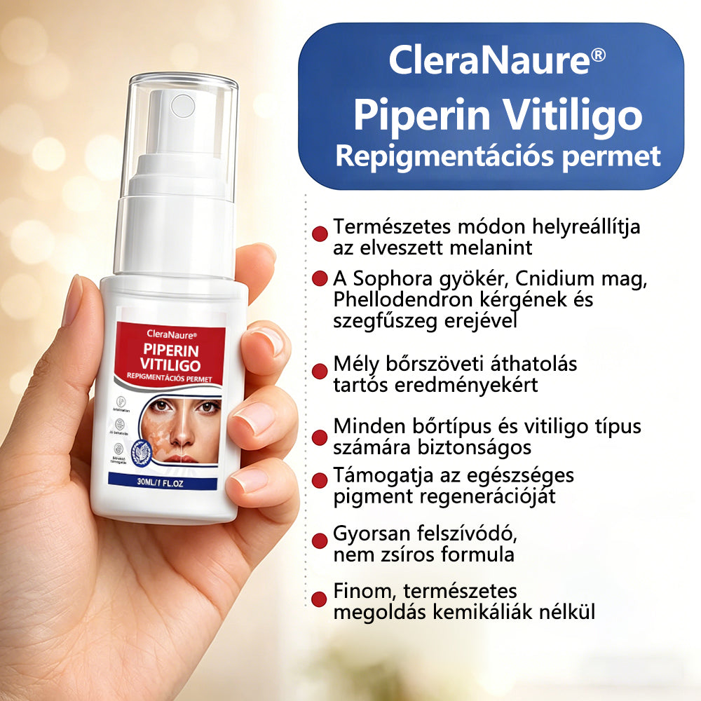 CleraNaure® Piperin Vitiligo újrapigmentáló permet – 🌿Szteroidmentes növényi összetétel | Kíméletes és hatékony minden bőrtípushoz