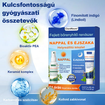 CleraNaure® Ekcéma Nappali és Éjszakai Helyreállító Rendszer – 100%-ban szteroidmentes kettős az intenzív viszketés, bőrpír és sérült bőr enyhítésére (akciós ajánlat)