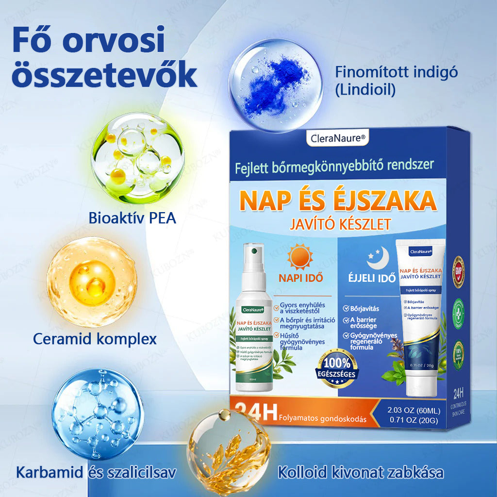 🎖️🎖️CleraNaure® Pikkelysömör Nappali és Éjszakai Helyreállító Rendszer – 100% szteroidmentes kettős készítmény a plakkok, pikkelyesedés és viszketés enyhítésére
