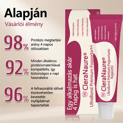 CleraNaure® UltraBond Premium Protézis ragasztó 🔥 Klinikailag bizonyított 4 napos tapadás a biztonságos, kényelmes és cinkmentes protézis rögzítéshez 🦷