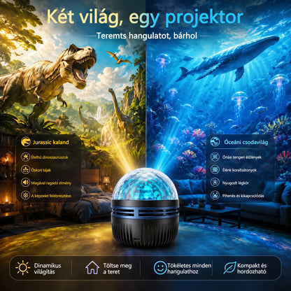 🦖🎁 Timilk® 360°-os intelligens holografikus csillagoség-projektor | HD dinamikus 5D fényhatással