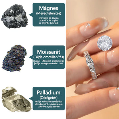 CZTICLE® magnetológiai moissanit gyémántgyűrű