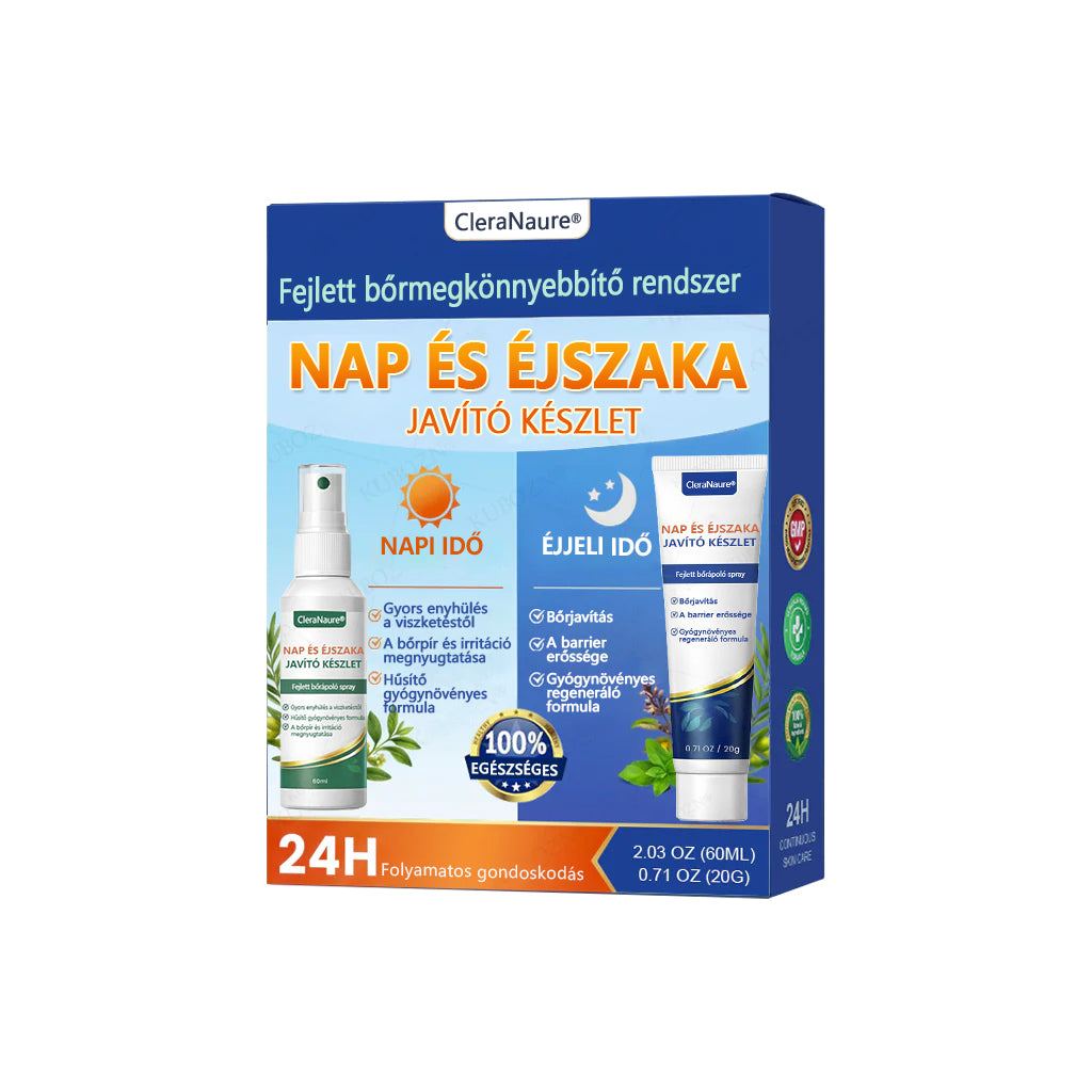 🎖️🎖️CleraNaure® Pikkelysömör Nappali és Éjszakai Helyreállító Rendszer – 100% szteroidmentes kettős készítmény a plakkok, pikkelyesedés és viszketés enyhítésére