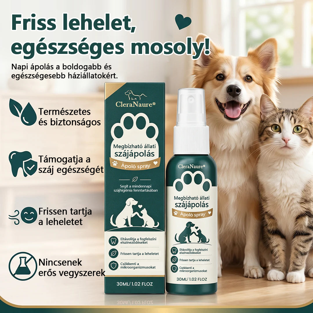 🐱CleraNaure® TrustedPet háziállat szájápoló spray – Könnyű napi fogápolási támogatás
