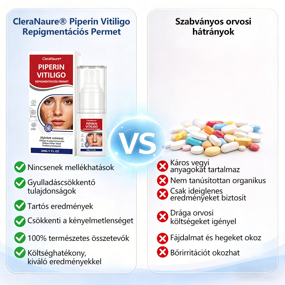 CleraNaure® Piperin Vitiligo újrapigmentáló permet – 🌿Szteroidmentes növényi összetétel | Kíméletes és hatékony minden bőrtípushoz