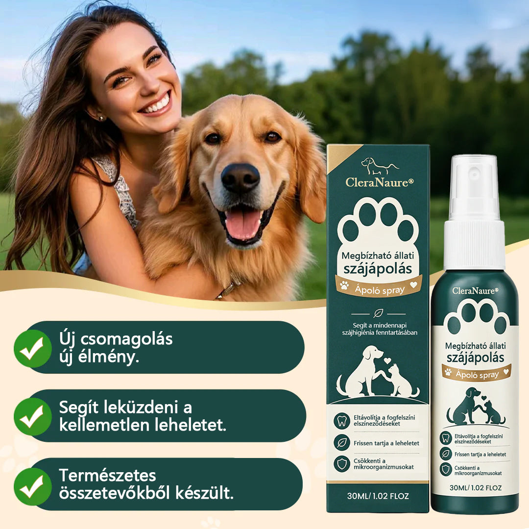 🐱CleraNaure® TrustedPet háziállat szájápoló spray – Könnyű napi fogápolási támogatás