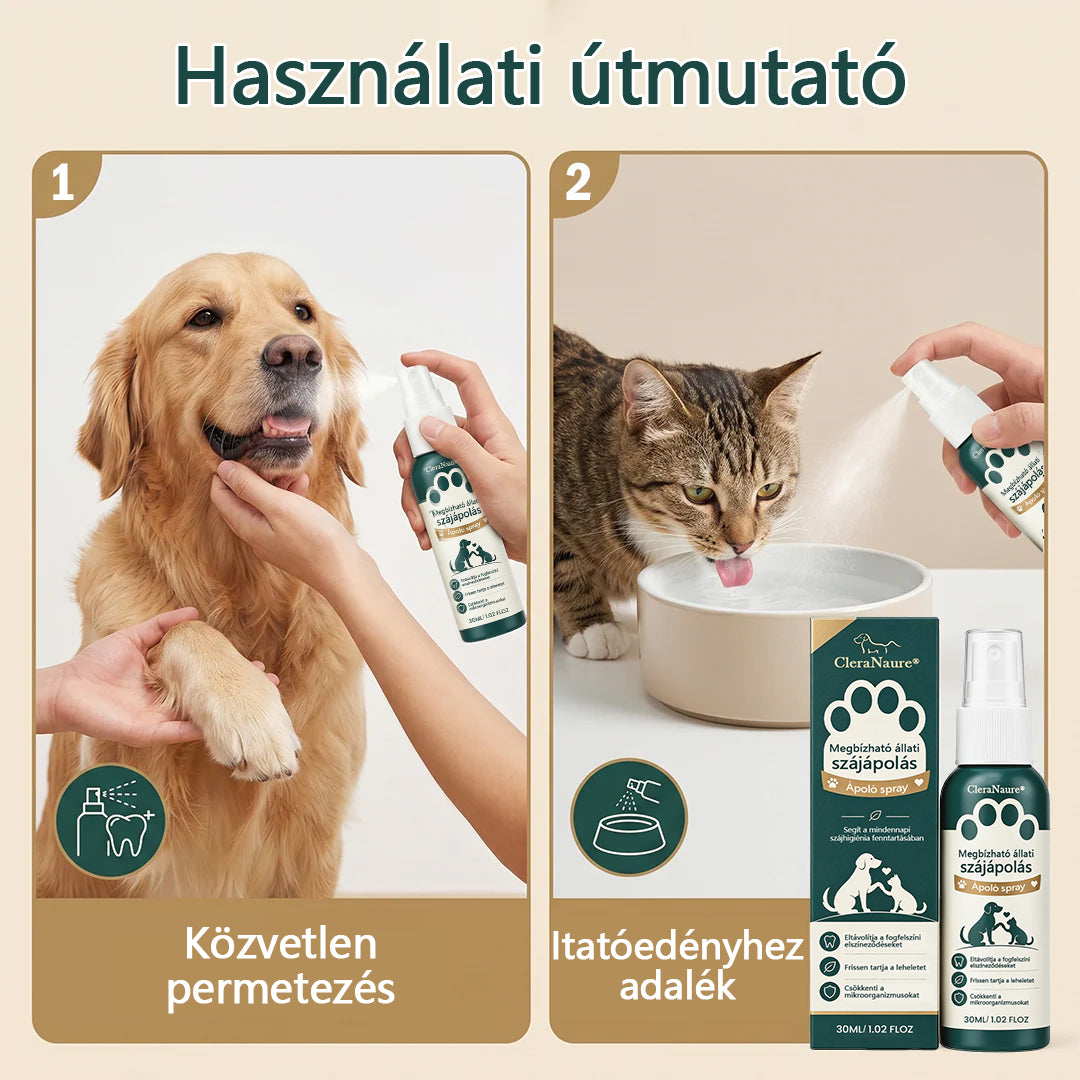 🐱CleraNaure® TrustedPet háziállat szájápoló spray – Könnyű napi fogápolási támogatás